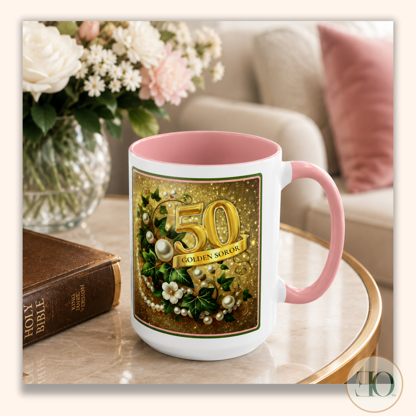 Personalized Golden Sisterhood Anniversary Mug