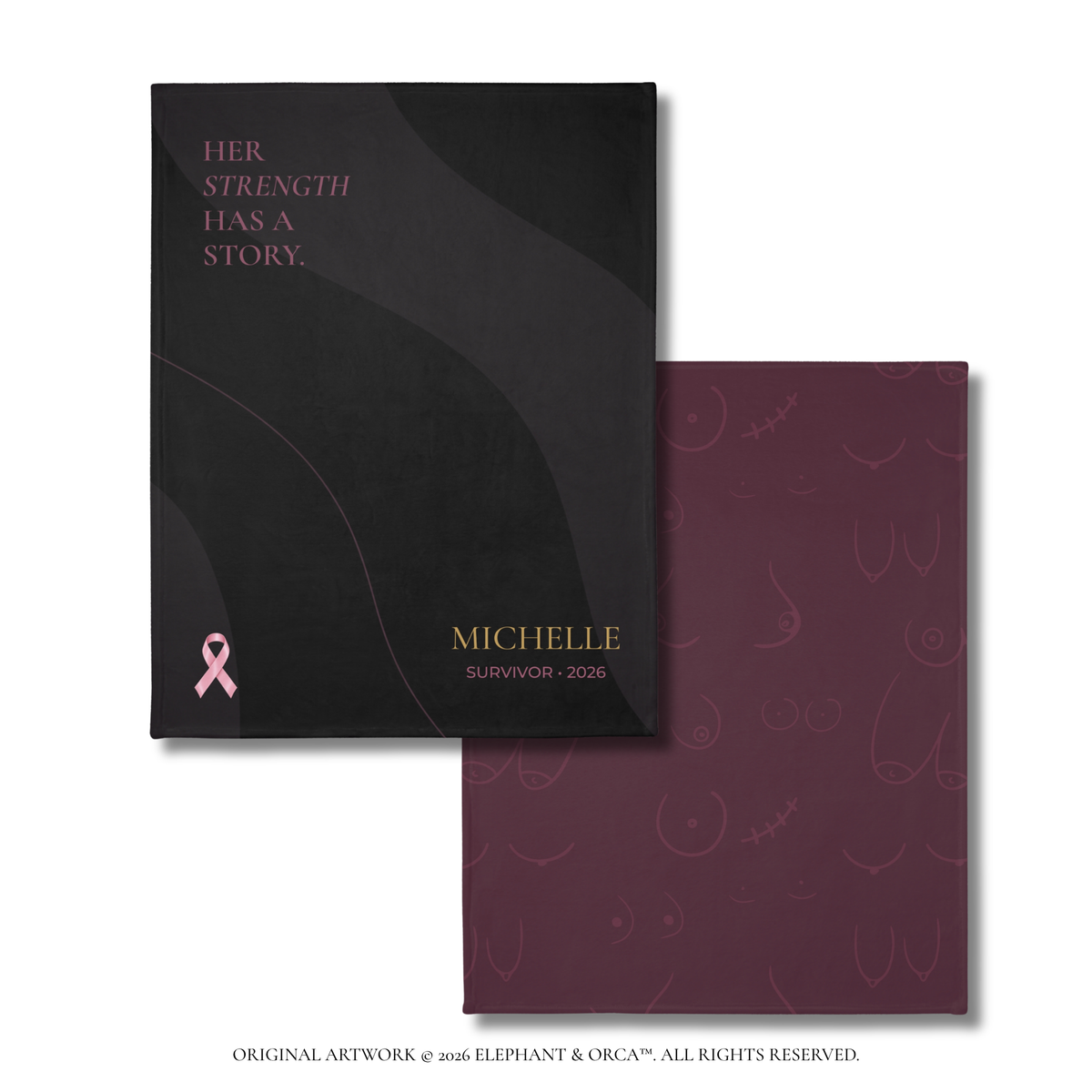 Her Strength Has a Story Personalized Breast Cancer Survivor & Warrior Velveteen Blanket