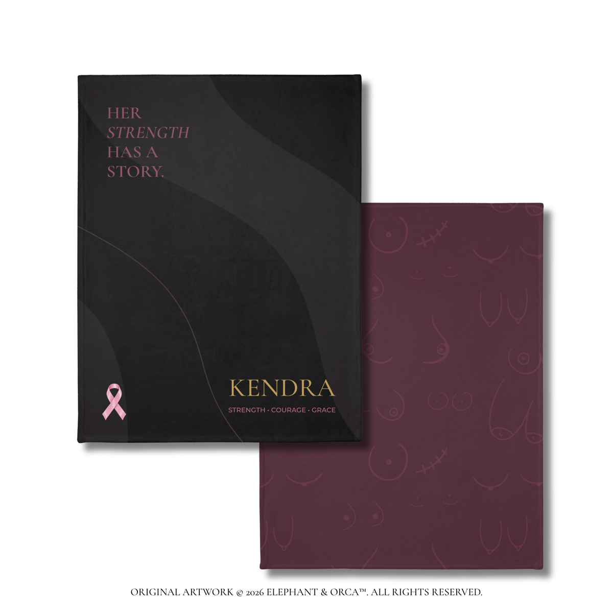 Her Strength Has a Story Personalized Breast Cancer Survivor & Warrior Velveteen Blanket