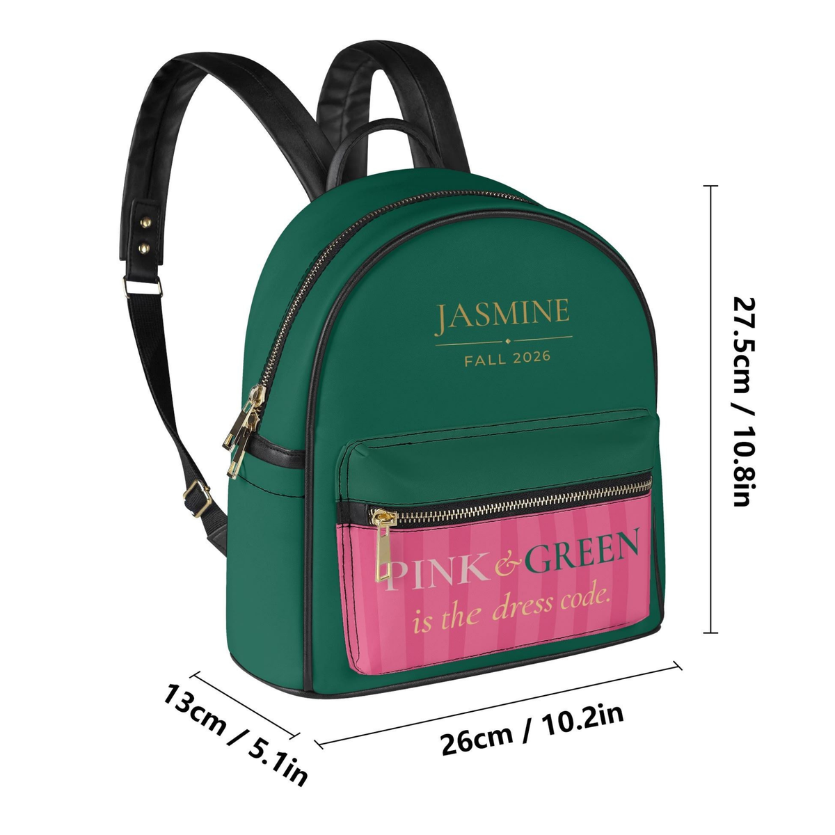 Personalized Pink & Green Mini Backpack – Custom Name & Crossing Year