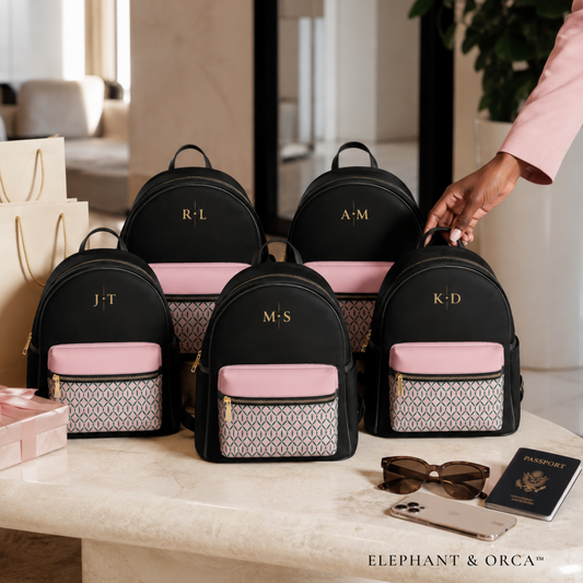Black, Blush Pink & Green Mini Backpack Bulk Order | Personalized Group Gifts