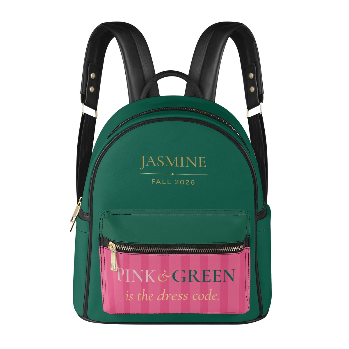 Personalized Pink & Green Mini Backpack – Custom Name & Crossing Year