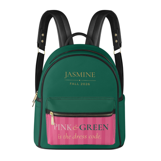 Personalized Pink & Green Mini Backpack – Custom Name & Crossing Year