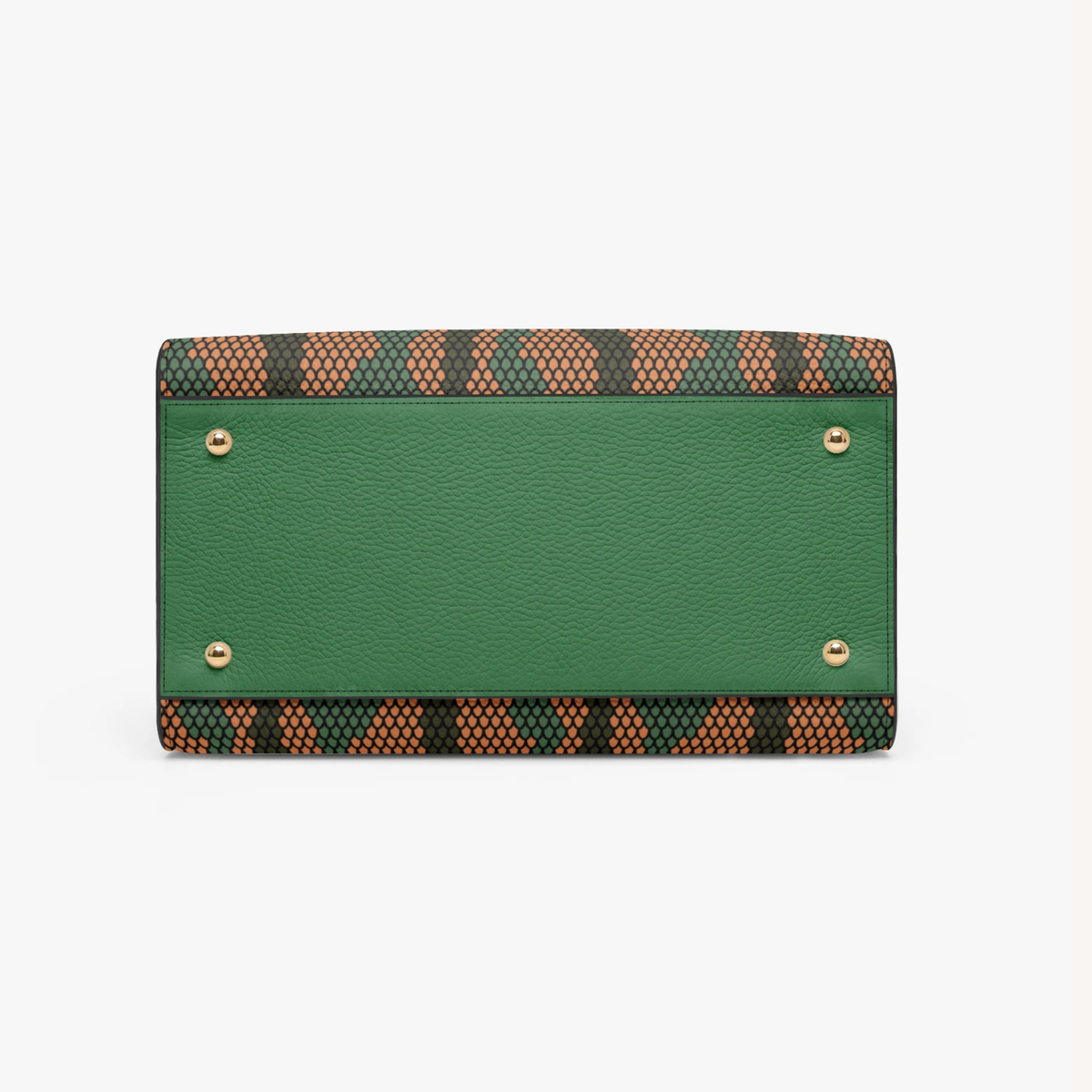 Personalized Orange & Green Vegan Leather Handbag – Custom Monogram