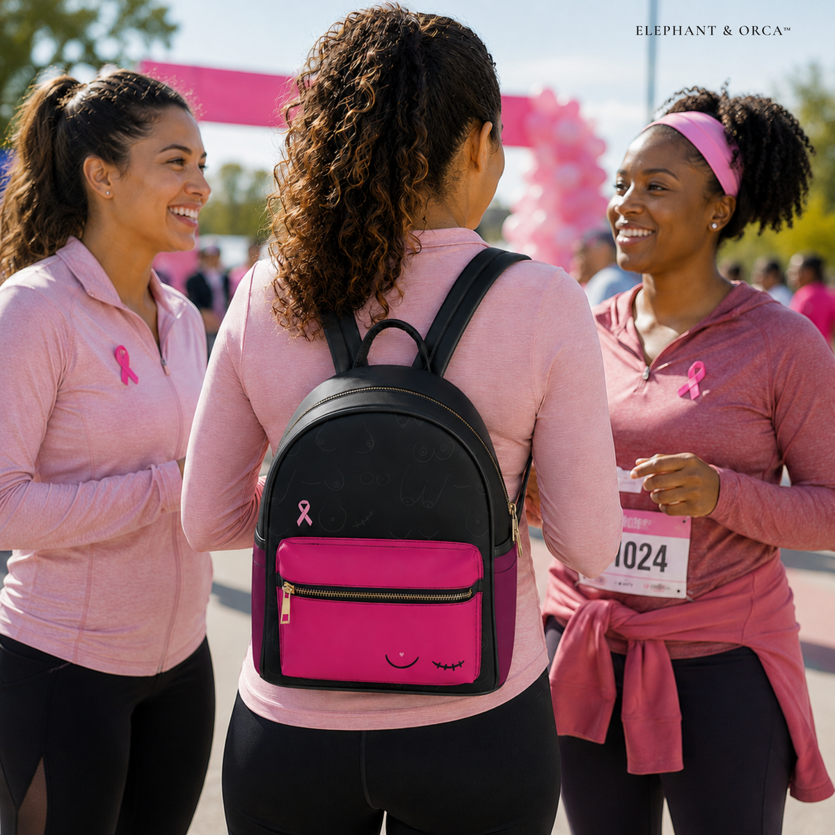 Breast Cancer Awareness Mini Backpack – Vegan Leather Walk & Event Bag