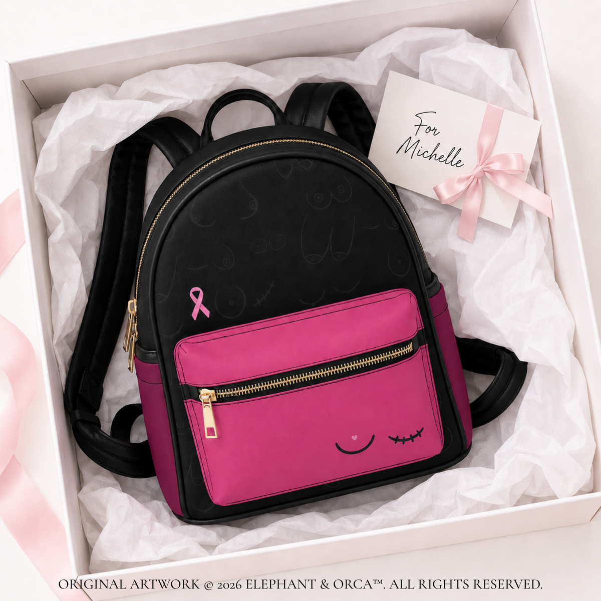 Breast Cancer Awareness Mini Backpack – Vegan Leather Walk & Event Bag