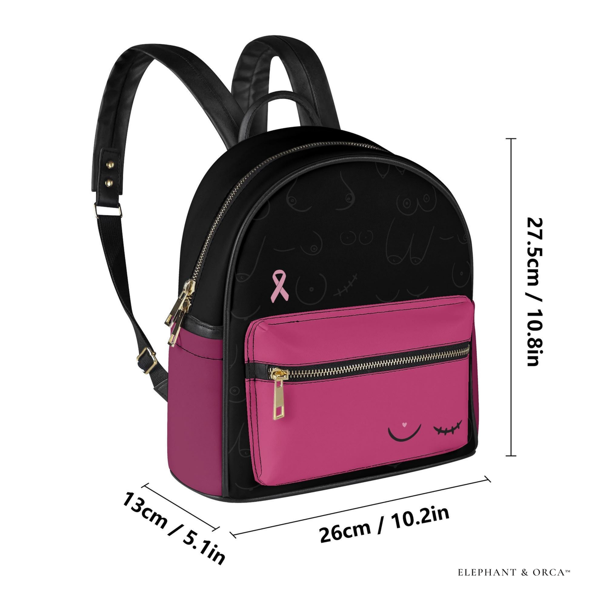Breast Cancer Awareness Mini Backpack – Vegan Leather Walk & Event Bag