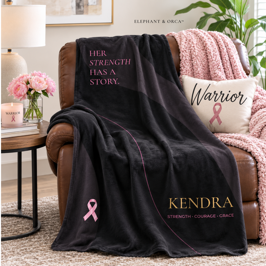 Her Strength Has a Story Personalized Breast Cancer Survivor & Warrior Velveteen Blanket
