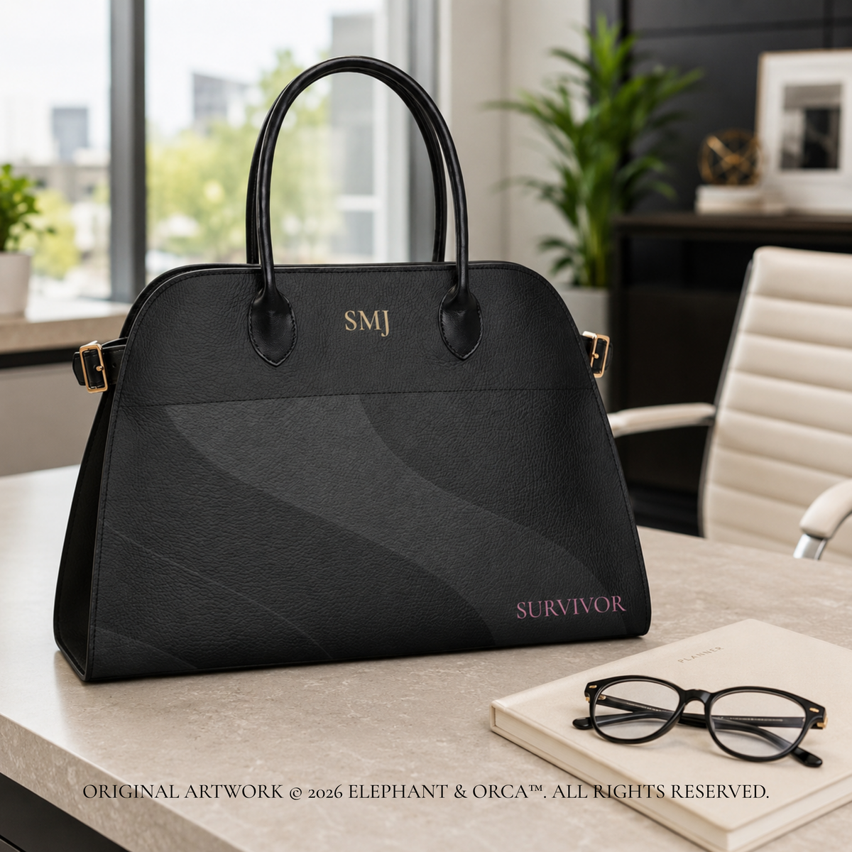 Personalized Breast Cancer Survivor Handbag – Monogram Vegan Leather Bag