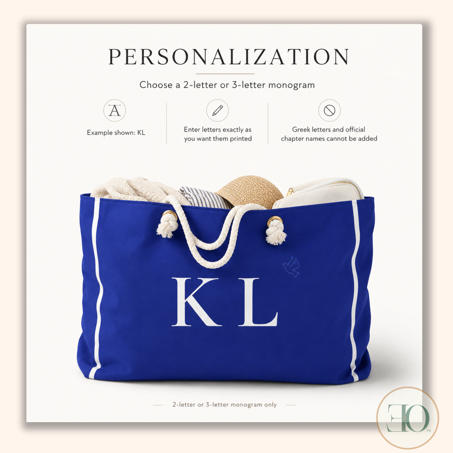 Personalized Royal Blue Weekender Tote Bag