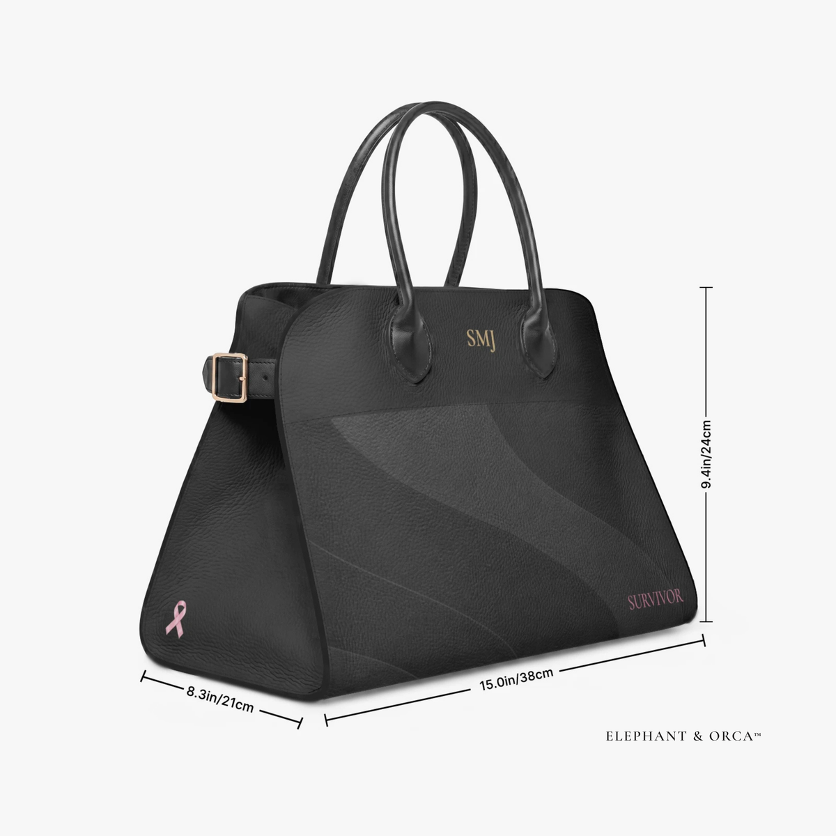 Personalized Breast Cancer Survivor Handbag – Monogram Vegan Leather Bag