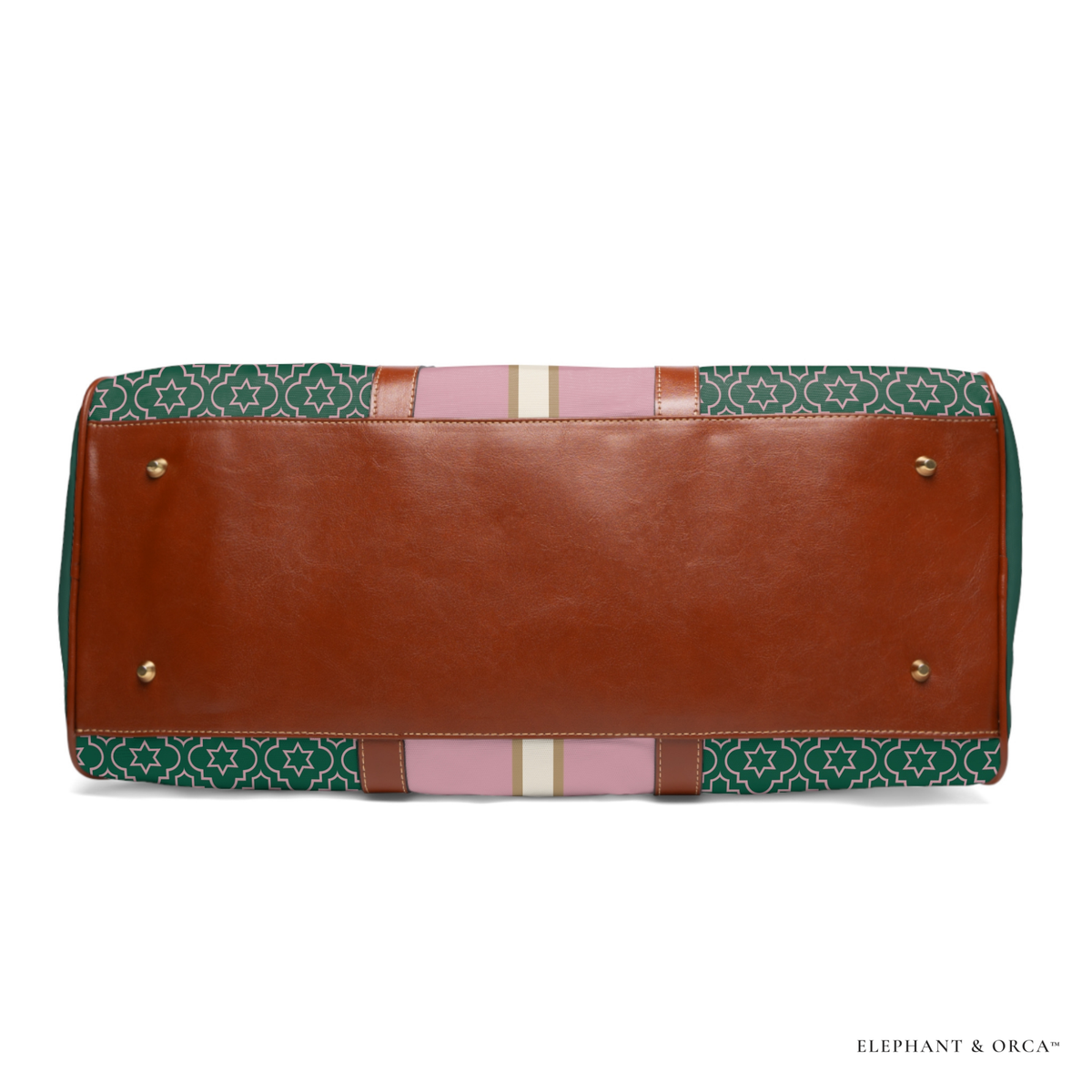 Personalized Pink & Green Travel Duffel Bag with Initials