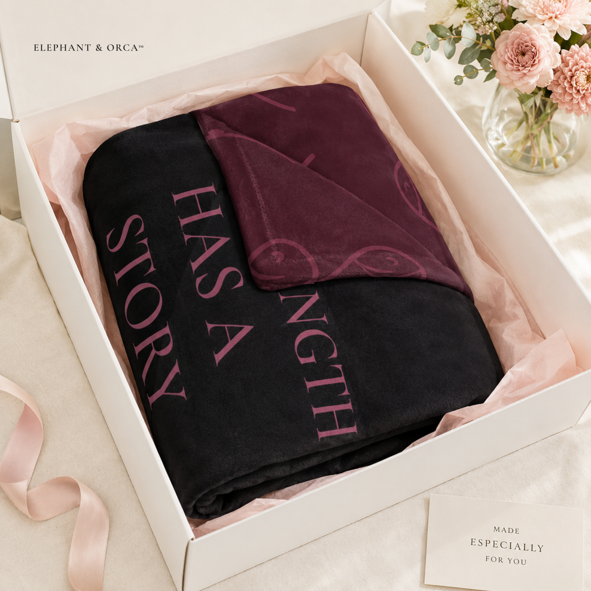 Her Strength Has a Story Personalized Breast Cancer Survivor & Warrior Velveteen Blanket