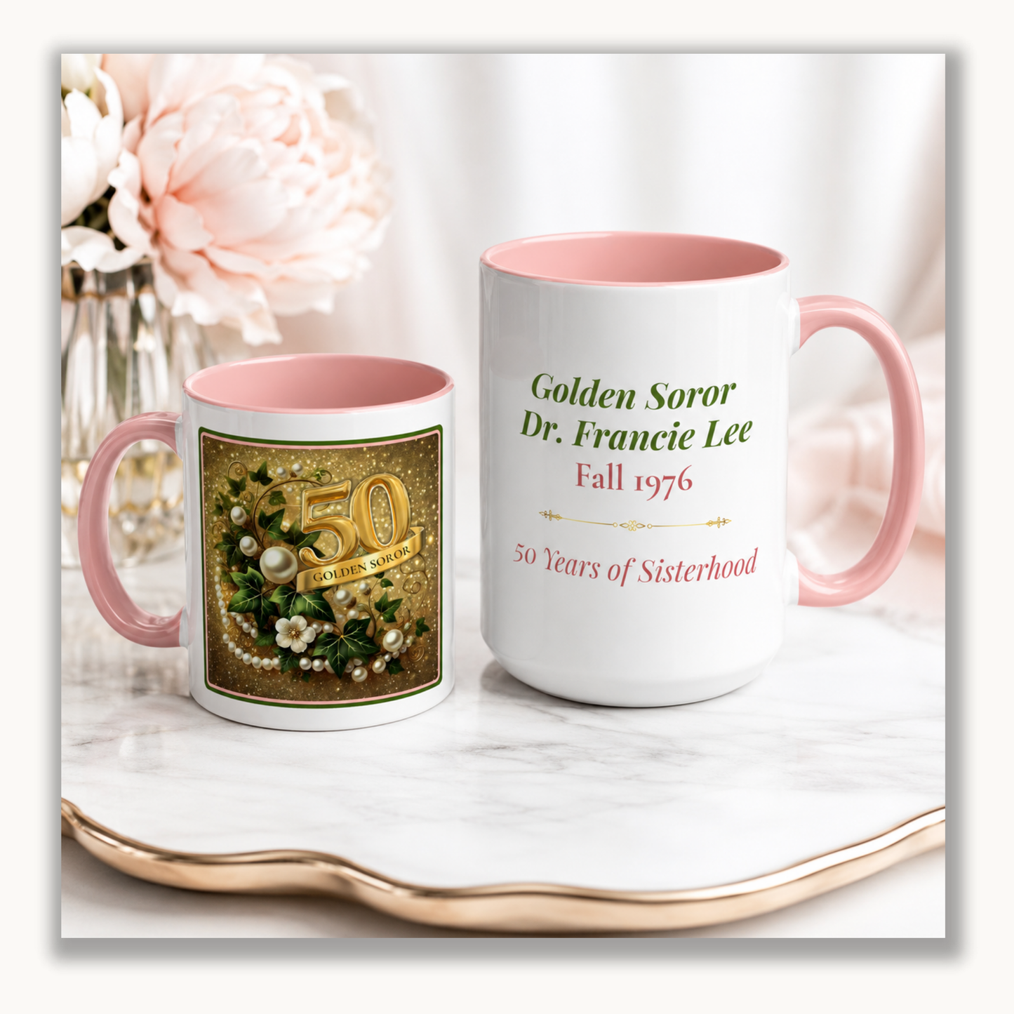 Personalized Golden Sisterhood Anniversary Mug