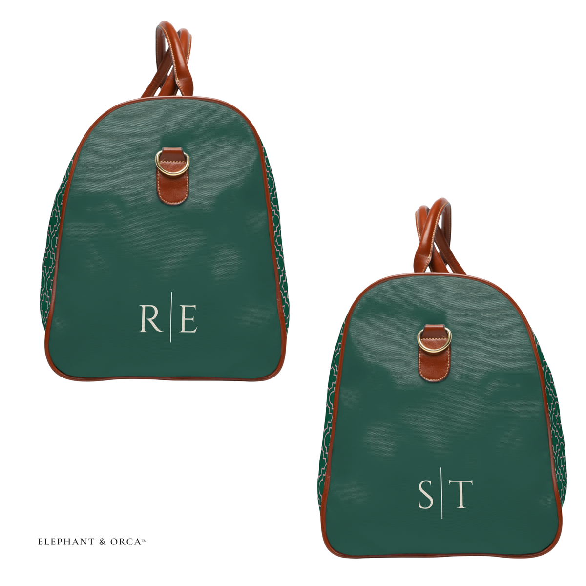 Personalized Pink & Green Travel Duffel Bag with Initials