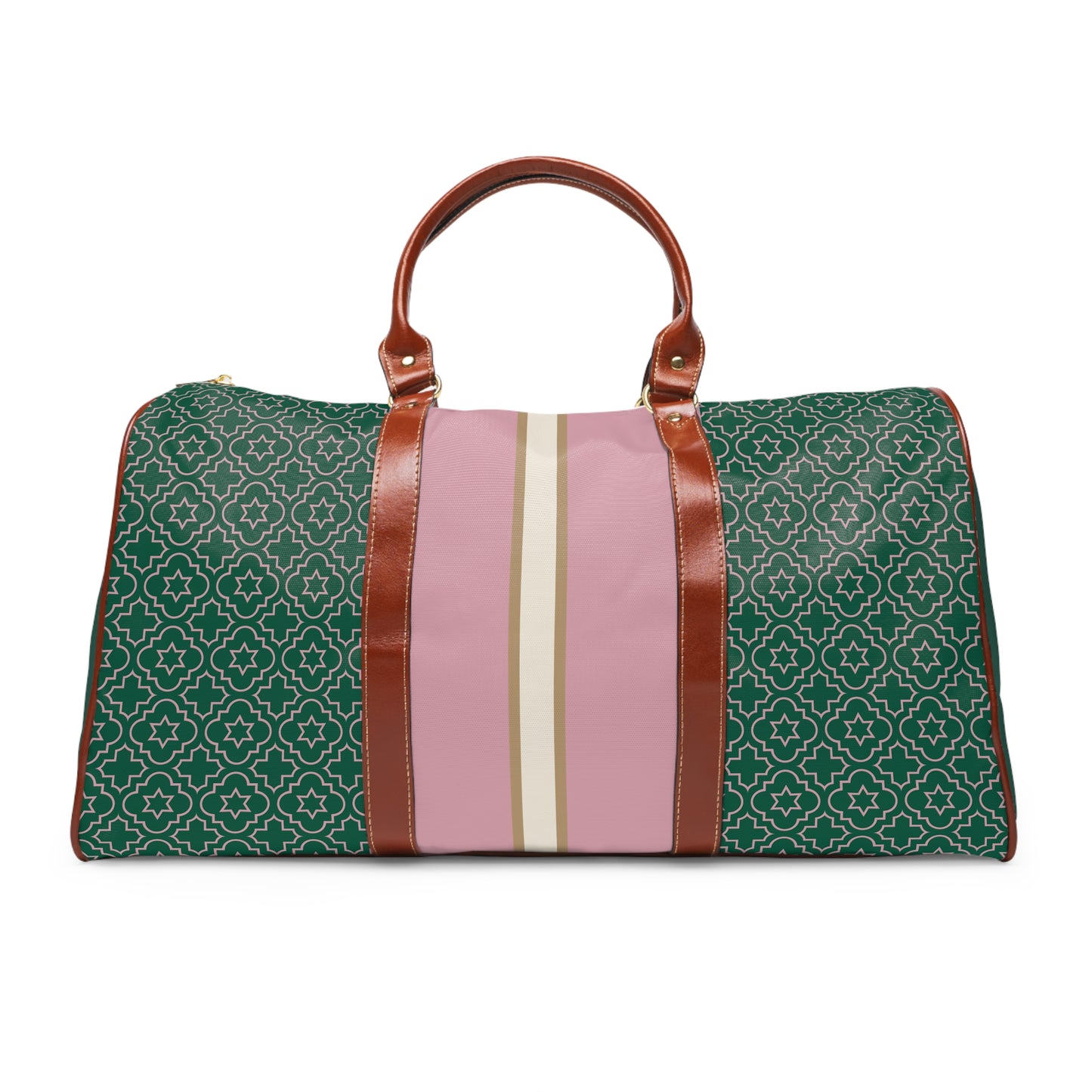 Personalized Pink and Green Weekender Duffel Bag