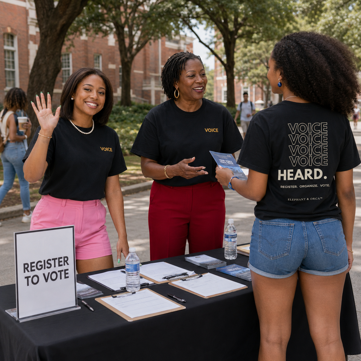 Register. Organize. Vote. Premium Embroidered Tee