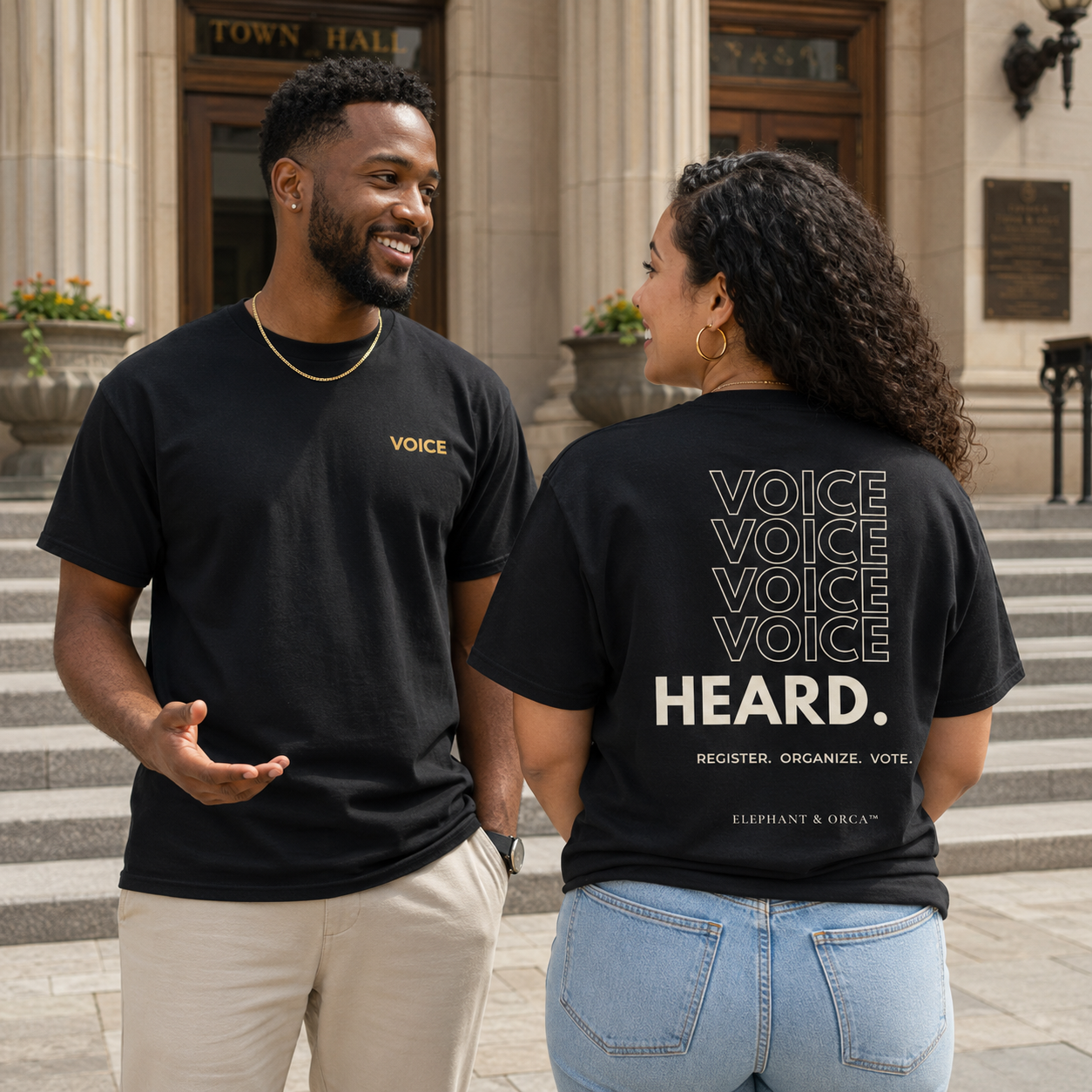 Register. Organize. Vote. Premium Embroidered Tee